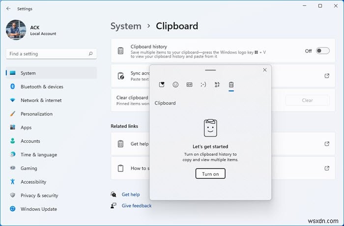 Cách Bật / Tắt và Xóa Lịch sử Clipboard trong Windows 11/10 