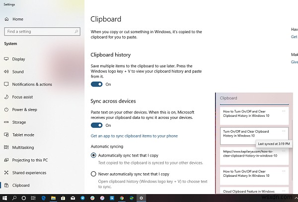 Cách Bật / Tắt và Xóa Lịch sử Clipboard trong Windows 11/10 