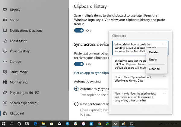 Cách Bật / Tắt và Xóa Lịch sử Clipboard trong Windows 11/10 