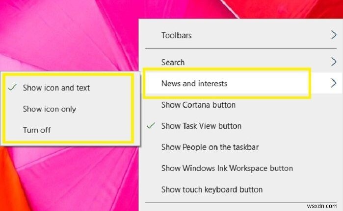 Cách tùy chỉnh tiện ích thanh tác vụ Tin tức và Sở thích trong Windows 11/10 