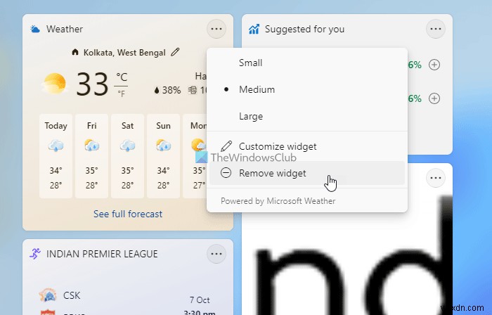 Cách hiển thị hoặc ẩn Thẻ thông tin trong Widget Tin tức và Sở thích trong Windows 11/10 