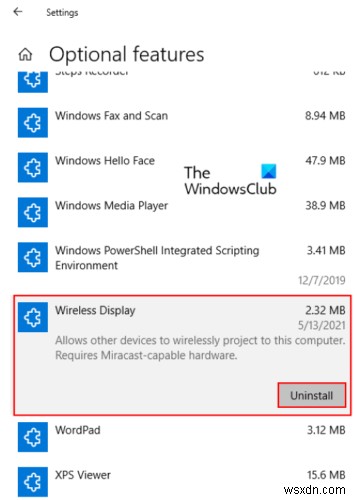 Cách thêm và xóa tính năng Hiển thị không dây trong Windows 11/10 
