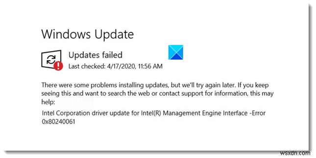 Sửa lỗi Windows Update 0x80240061 