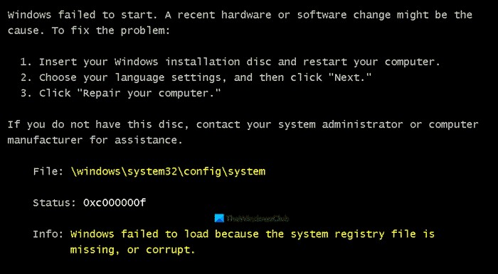 Sửa Windows \ System32 \ config \ SYSTEM bị thiếu hoặc bị hỏng 