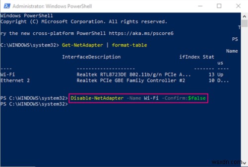 Cách tắt WiFi bằng CMD hoặc Powershell trong Windows 10 