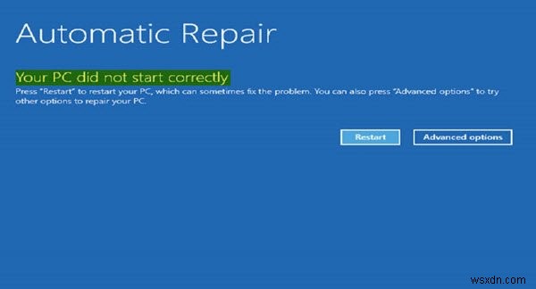 Sửa lỗi PC của bạn không khởi động đúng thông báo trong Windows 11/10 