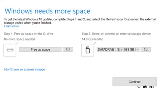 Windows cần thêm dung lượng:Cập nhật Windows 11/10 bằng Bộ nhớ ngoài 
