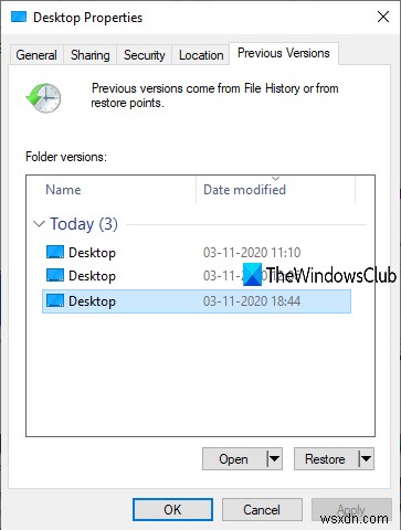Làm thế nào để khôi phục các phiên bản trước của tệp và thư mục trong Windows 11/10? 