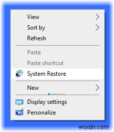 Cách thêm mục Tạo điểm khôi phục vào Menu ngữ cảnh trong Windows 10 