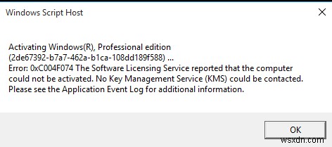 Mã lỗi Kích hoạt Windows 0xC004F078 