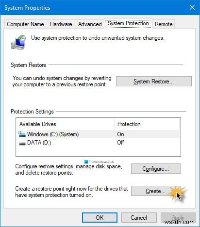 Cách tạo lối tắt Khôi phục Hệ thống trong Windows 10 