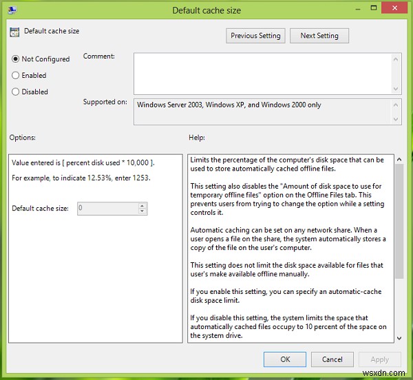 Định cấu hình dung lượng Ổ đĩa để sử dụng cho Tệp Ngoại tuyến trong Windows 11/10 