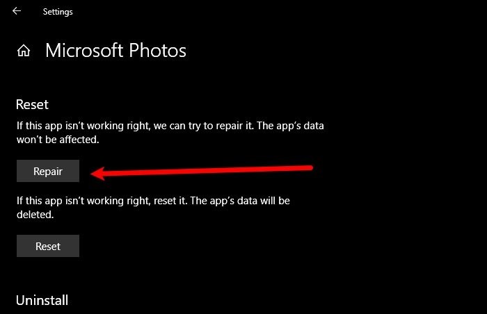 Ứng dụng Photos gặp sự cố với lỗi hệ thống tệp trong Windows 11/10 