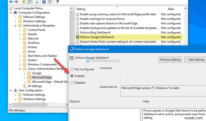 Cách thực thi Tìm kiếm an toàn của Google trong Microsoft Edge trong Windows 10 