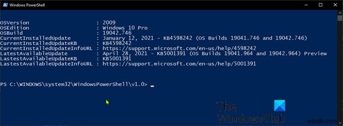 Nhận thông tin bản vá hiện tại của Windows 10 bằng cách sử dụng tập lệnh PowerShell 