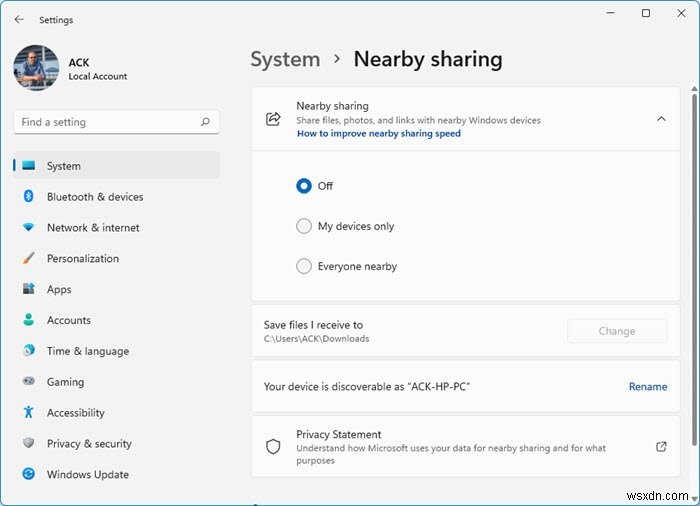 Cách bật và sử dụng Chia sẻ lân cận trên Windows 11/10 