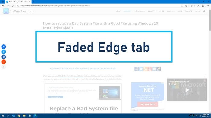 Các tab Microsoft Edge bị mờ trong Windows 10 