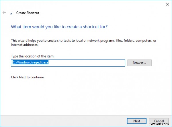 Cách tạo lối tắt Máy tính để bàn &Bàn phím để mở Windows Registry Editor 