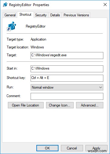 Cách tạo lối tắt Máy tính để bàn &Bàn phím để mở Windows Registry Editor 