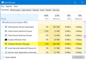 Trình quản lý cửa sổ máy tính để bàn dwm.exe tiêu thụ CPU, GPU hoặc bộ nhớ cao 