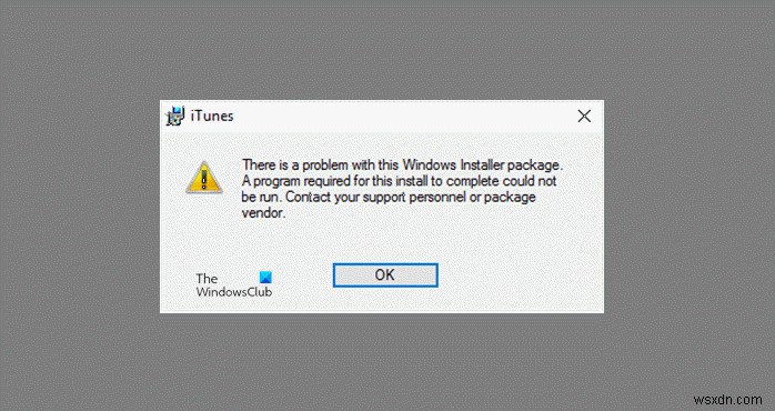 Có sự cố với gói Windows Installer này 