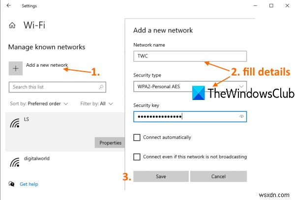 Cách thêm Cấu hình mạng Wi-Fi mới trong Windows 10 