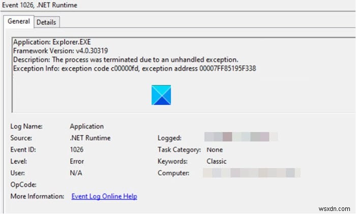 Sửa lỗi .NET Runtime Error 1026, mã ngoại lệ c00000fd trên hệ thống Windows 10 