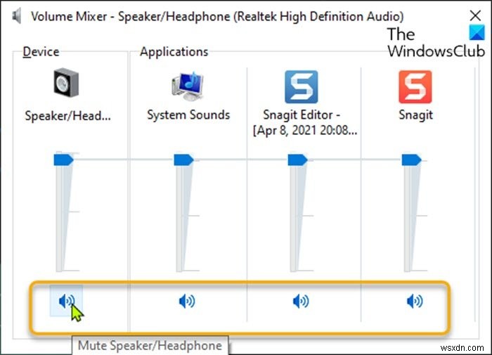 Cách tắt hoặc bật âm lượng âm thanh trong Windows 11/10 