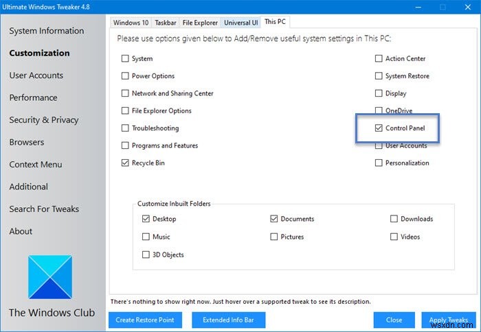 Cách thêm Control Panel vào File Explorer trong Windows 11/10 