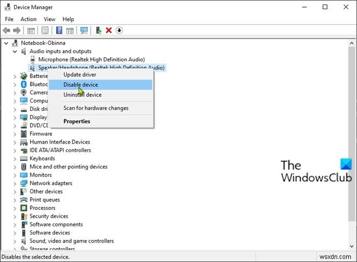 Cách bật hoặc tắt thiết bị đầu ra âm thanh trong Windows 11/10 