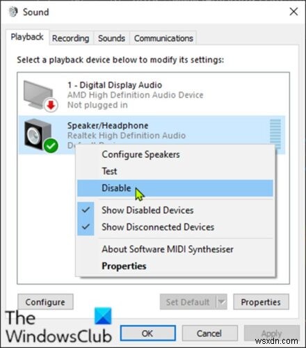 Cách bật hoặc tắt thiết bị đầu ra âm thanh trong Windows 11/10 