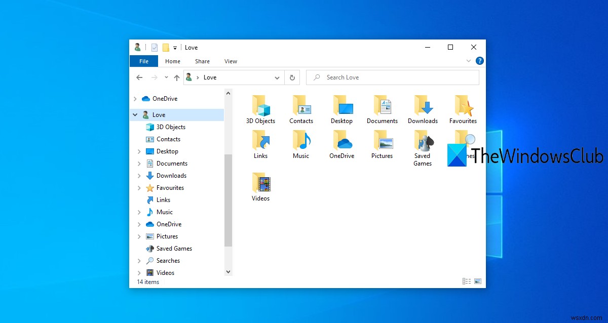 Cách thêm thư mục Hồ sơ người dùng vào Ngăn điều hướng của Windows 10 File Explorer 