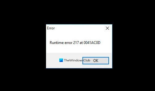 Cách khắc phục Lỗi Runtime 217 trên Windows 11/10 