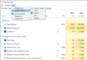 Cách thay đổi tốc độ cập nhật dữ liệu của Task Manager trong Windows 10 