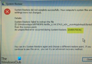 Sửa lỗi Khôi phục Hệ thống 0x8007007e trên Windows 11/10 