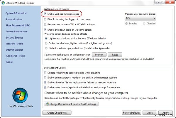 Bật thông báo trạng thái dài hoặc chi tiết cao trong Windows 11/10 