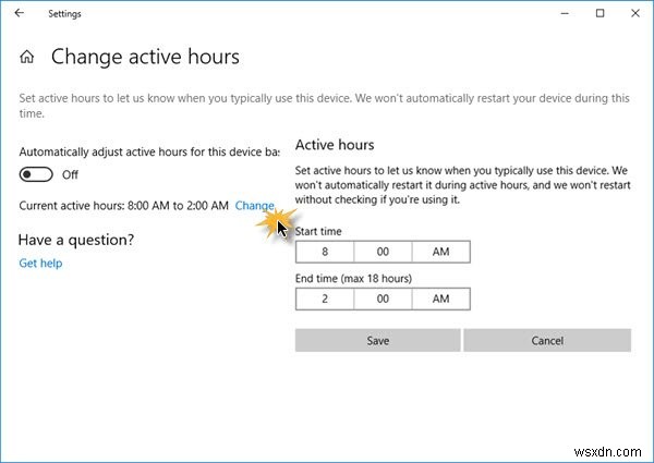 Cách cấu hình và sử dụng Active Hours trong Windows 11/10 