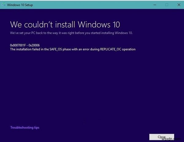 Windows Update liên tục không thành công với lỗi 0x8007001f - 0x20006 