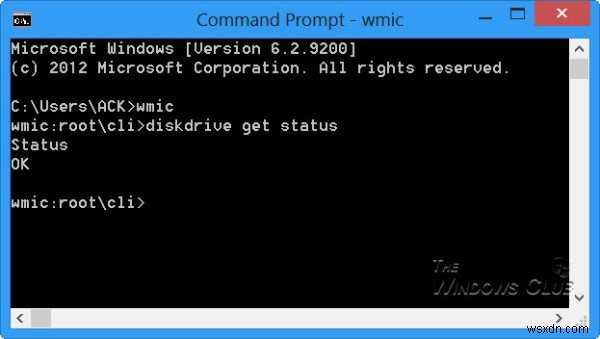 Kiểm tra tình trạng đĩa cứng nguyên bản trong Windows 11/10 bằng WMIC 