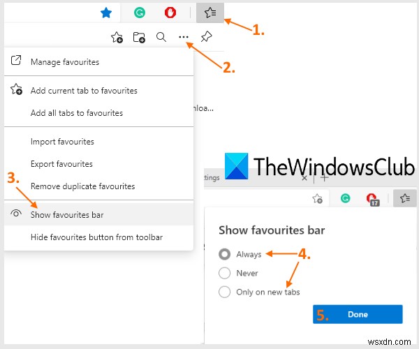 Cách hiển thị Thanh yêu thích trong Microsoft Edge trên Windows 10 
