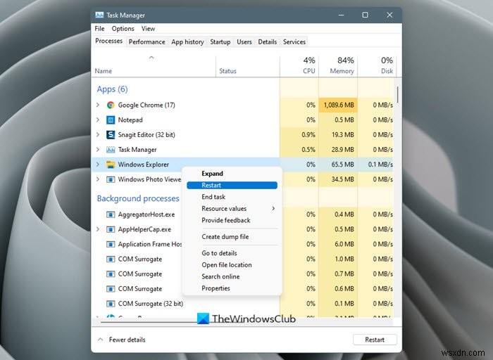 Cách khởi động lại Windows File Explorer dễ dàng trong Windows 11/10 