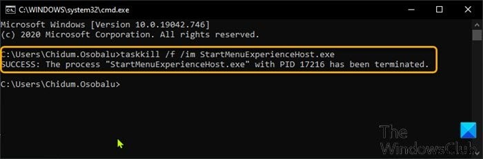 Cách khởi động lại StartMenuExperienceHost.exe bằng Command Prompt hoặc PowerShell trên Windows 10 