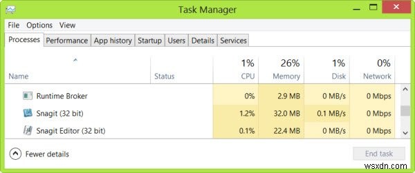 Lỗi RuntimeBroker.exe và sự cố sử dụng CPU, Bộ nhớ &Đĩa cao 