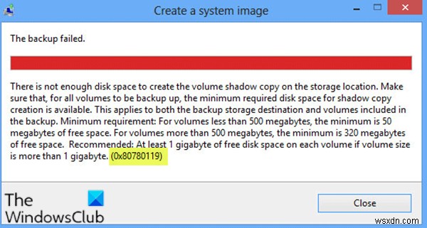 Sửa lỗi sao lưu không thành công, lỗi 0x80780119 trên Windows 11/10 