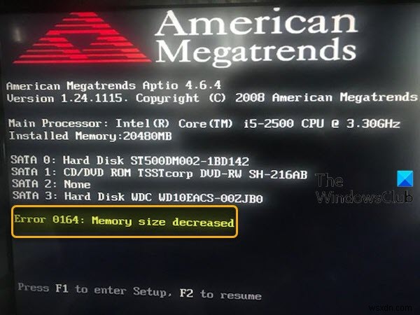 Lỗi 0164, kích thước bộ nhớ giảm - Sự cố RAM trên máy tính Windows 10 