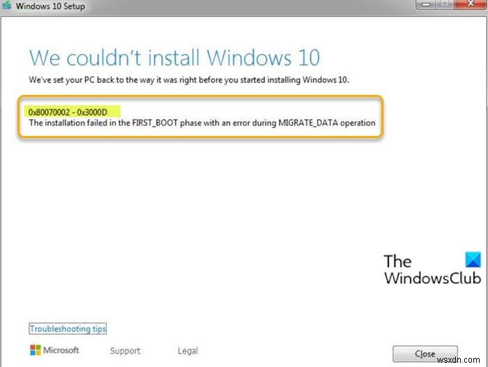 Sửa lỗi cài đặt nâng cấp Windows 0x80070002 - 0x3000D 