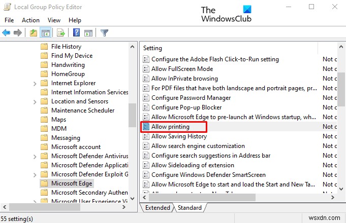 Cách bật hoặc tắt tính năng in trong Microsoft Edge trên Windows 10 