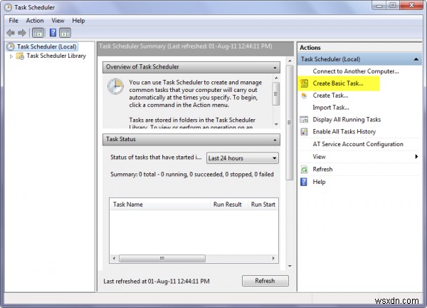 Cách tạo và lên lịch một tác vụ với Create Basic Task Wizard trong Windows 11/10 