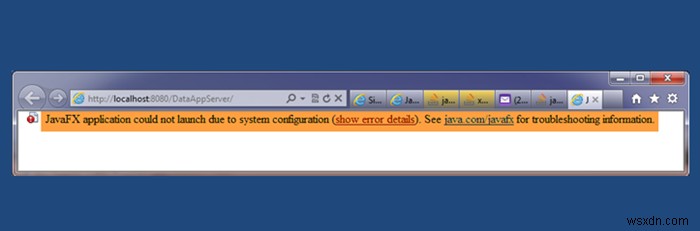 Ứng dụng JavaFX không thể khởi chạy do cấu hình hệ thống 
