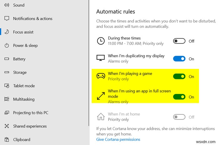 Bật thông báo khi chơi trò chơi hoặc xem video ở chế độ toàn màn hình trong Windows 11/10 